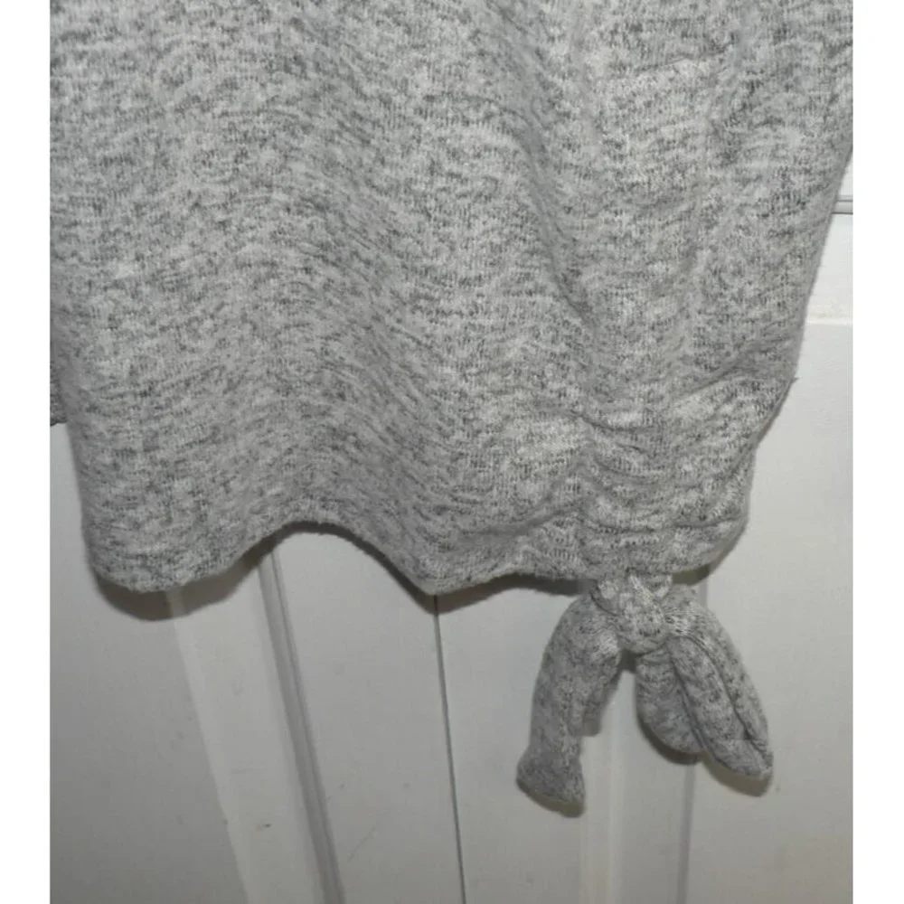 Thyme + Honey Women's Cozy Side Hem Tie Long Sleeve Pullover Sweater in Grey Med